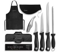 Set De Couteau A Jambon Cru - Mallette Couteaux De Cuisine De Couteaux, Couteau à Jambon, Couteau à Désosser, Couteau à éplucher, Fusil A Aiguiser Diamant, Pince, Tablier Et Couteau A Jambon