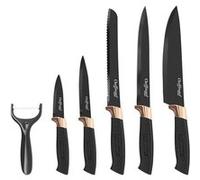 Set de Couteaux 6 Pièces avec Lame en Acier Inoxydable et Support Cheffinger Noir Noir G