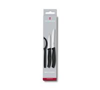 Victorinox Swiss Classic Set de couteaux à légumes avec éplucheur, couteau à éplucher et couteau à tomates, 3 pièces, Lame extra tranchante, Noir
