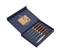 LAGUIOLE HERITAGE Set de couteaux à steak 6 pièces - Couteau à steak avec manche en bois noble Pekka - Acier inoxydable - Set de couteaux de haute qualité en boîte cadeau