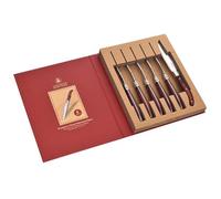 Set de couteaux à steak Laguiole Heritage 6 pièces - Couteau à steak en acier inoxydable avec manche en bois noble - Couverts Laguiole faits main dans un coffret cadeau - Couteau à viande premium pour