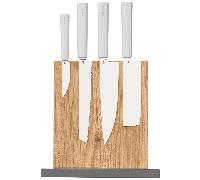 Set de Couteaux Butterfork + Support en Chêne (avec aimant) Gris Clair, AR-RPM9, Chêne She