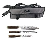 Set de couteaux damassés KAI Shun Tim Mälzer - Avec étui à couteaux KAI + TDM-1700 (couteau d'office) + TDM-1701 (couteau polyvalent) et TDM-1702 (Santoku)