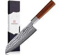 Set de couteaux de cuisine, acier inoxydable à haute teneur en carbone, manche ergonomique en bois de rose, couteau Santoku 7 pouces