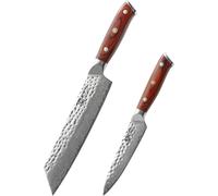 Set de couteaux en acier de Damas, manche ergonomique en bois de rose, tranchant de première qualité, B-2PCS SET