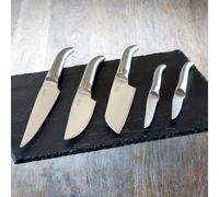 Set de couteaux Laguiole Heritage - Set de 5 couteaux de cuisine en acier inoxydable avec manche en bois - Couteaux de cuisine haut de gamme au design élégant - Qualité française