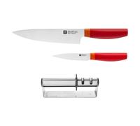 set de couteaux NOW S ROUGE et aiguiseur, 3 pcs Zwilling