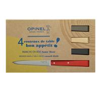 Opinel - Boîte de 4 Couteaux de Table N°125 Bon Appétit Loft - Lame Acier Inox - Manche Charme - Fabrication Française - Rouge, Noir, Bois Naturel et Poivre