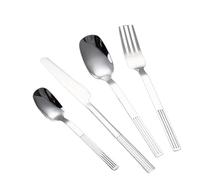 Set De Couvert 4 Pièces En Acier Inoxydable Ensemble De Table Ligne Droite Approfondissement Cuillère À Soupe Brillant Couverts Cuillère Argent