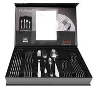 Cheffinger Set de Couverts 24 Pièces Service pour 6 Personnes Élégant Argent