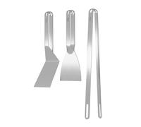 Set de couverts à barbecue 3 pièces 1x scraper, 1x grill tongs, 1x spatula