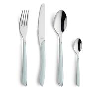 Set de couverts à prisme Kuppels en acier inoxydable poli, couverts 24 pièces, pour 6 personnes, manches en plastique de haute qualité à la menthe, inoxydable, lavable au lave-vaisselle
