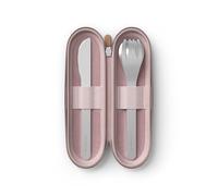 Set de couverts avec étui textile rose