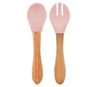 Set de couverts bébé fourchette et cuillère rose clair TU