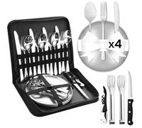 Set de Couverts de Camping, 2/4 Personnes kit Vaisselle Camping INOX Set de Camping INOX Eté Vaisselle