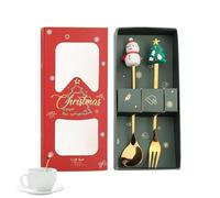 Set de couverts de Noël - Épingle à cheveux et cuillère de Noël | STARK ET QUANTE DE NOËL EN ACIER INOXINE, Manger des fruits et des desserts, vaisselle, couverts de saison pour banquets, chambre