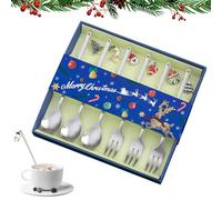Set de couverts de Noël - Service de couverts en acier inoxydable - Robuste - Design élégant - Ensemble complet d'ustensiles de cuisine pour décoration de table festive, dîner d'anniversaire, dîner