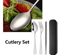 "Set de couverts de voyage en inox avec bo?te, fourchette, cuillère noire"