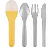 Set de couverts de voyage, set de couverts, set de couverts de camping 3 pièces en acier inoxydable - support inclus - léger - 18 x 4,7 x 2,8 cm - 4 sets