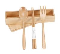 Set de Couverts en Bois, Boîte Portable avec Baguettes, Fourchette et Cuillère, Léger et Réutilisable - Résistant à la Corrosion, Idéal pour Voyage et Usage Quotidien