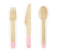 Set de couverts en bois dans un rose délicat - le complément parfait pour votre cuisine ! 18 pièces d'une longueur de 16 cm au design élégant.