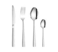 Set de couverts Ensemble de 4 couverts en acier inoxydable argenté à manche carré, comprenant un couteau, une fourchette et cuillère(4pcs)