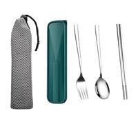 Set De Couverts - Étui De Rangement Réutilisable | Acier Inoxydable Fourchette Cuillère Baguettes | Pour Navette École Pique-Nique Étudiants Adultes Adolescents Voyageurs