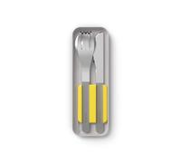 MONBENTO - Couverts Nomades MB Slim Box - Jaune - Set Couvert Lunch Box Avec Étui pour Bentos Original, Square et Sense - pour Repas Nomades Outdoor - Fourchette Couteau Cuillère