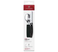 Victorinox Classic, Couverts de table professionnels, 3 pièces, Lame extra-tranchante, tranchant ondulé, 11 cm, Acier inoxydable, noir