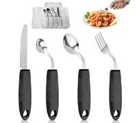 Set De Couverts Pour La Maladie De Parkinson, Couverts Ergonomiques Inclinés à 42° Pour Droitiers, Ustensiles à Prise Antidérapante Pour Personnes En Situation De Handicap (Schwarz)