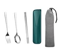 Set De Couverts,Réutilisable Poli Miroir - Acier Inoxydable Fourchette Cuillère Baguettes - Pour Pique-Nique Camping Navette Étudiants Adultes Adolescents