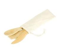 Set de couverts réutilisables en bambou 21cm - Pebbly - Beige - Bambou Beige G
