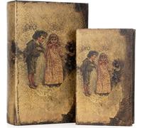 Set de couvertures de livres Vintage - Cachette secrète en 2 parties au design nostalgique - Boîte à livres déco pour bijoux & documents - Boîte de rangement 27,2x18x7cm & 21,2x13x5cm