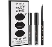 Set De Crayon À Lèvres Et De Bbrillant À Lèvres Noir,3 Pièces Rouge À Lèvres Liquide Mat,Longue Durée Imperméable Liquide Gloss,Black Matte Lipstick