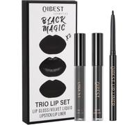 Set De Crayon À Lèvres Et De Bbrillant À Lèvres Noir,Rouge À Lèvres Liquide Mat,Longue Durée Imperméable Liquide Gloss,Black Matte Lipstick,3 Pièces