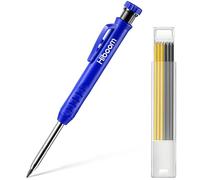 Set de Crayon de Menuisier Solide pour Construction avec 7 Taille-Crayon Intégré à Fils Gris Jaune, Marqueur de Porte-Mine à Trou Profond de Long Nez Outil de Marquage pour Traceur de Menuisier (Bleu)