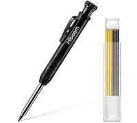 Set de Crayon de Menuisier Solide pour Construction avec 7 Taille-Crayon Intégré à Fils Gris Jaune, Marqueur de Porte-Mine à Trou Profond de Long Nez Outil de Marquage pour Traceur de Menuisier (Noir)