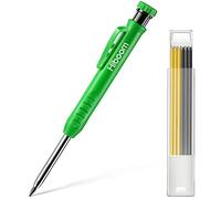 Set de Crayon de Menuisier Solide pour Construction avec 7 Taille-Crayon Intégré à Fils Gris Jaune, Marqueur de Porte-Mine à Trou Profond de Long Nez Outil de Marquage pour Traceur de Menuisier (Vert)