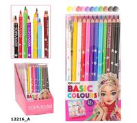Depesche – Set de crayons de couleur 12216 TOPModel, 12 couleurs, étui, taille-crayon, livret école