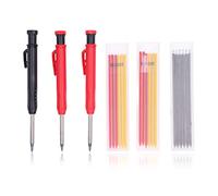 Set de crayons de menuisier solides, marqueur mécanique à pointe longue pour trous profonds, avec recharges multicolores pour le bois, le métal, le verre et le cuir, conception à