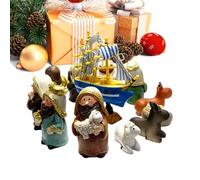 Set de crèche de Noël, décorations religieuses de table miniature, avec | Lot de petites figurines de crèche pour intérieur, chambre, salon, extérieur, école, église, fête
