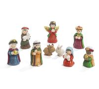 Set de crèche groupe nativité 9 sujets enfants 8 cm en résine
