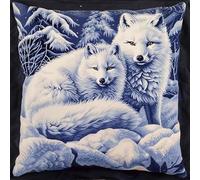 Set de Crochetage Coussin Renard Tapis DIY Broderie Kit Tapis Point Noué à Faire pour Débutants, Adultes ou Enfants,Latch Hook Canevas Coussin Point 43x43cm
