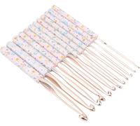Set de crochets en aluminium 12 tailles élégantes crochets ergonomiques en plastique de poinçons de fleurs pour le bricolage à la main