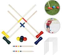 Set de Croquet YUENFONG Jeu de Croquet, Croquet pour 4 joueurs Enfants Adultes Jeu de Croquet d'extérieur, Le plaisir du jeu de jardin, pour l'extérieur - bois