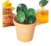Set De Cuillères Doseuses - 4 À Café En Céramique Motif Cactus Mesures Cuisine Pour Maison Appartement Ferme Restaurant Boulangerie Liquides Poudre Sel