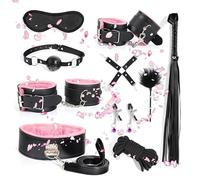 Set De Cuir RéGlable De Chambre à Coucher De 10 PièCes, Set D'éTirement De Fitness Portable - D-1 (Rose)