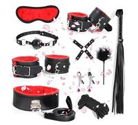 Set De Cuir RéGlable De Chambre à Coucher De 10 PièCes, Set D'éTirement De Fitness Portable - D-1 (Rouge)