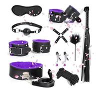 Set De Cuir RéGlable De Chambre à Coucher De 10 PièCes, Set D'éTirement De Fitness Portable - D-1 (Violet)