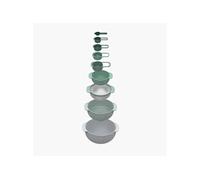 Joseph Joseph Nest 9 Plus 9-Pièces, set emboîtable avec Bol mélangeur grand et petit, passoire, tamis, 5 tasses à mesurer, Sauge